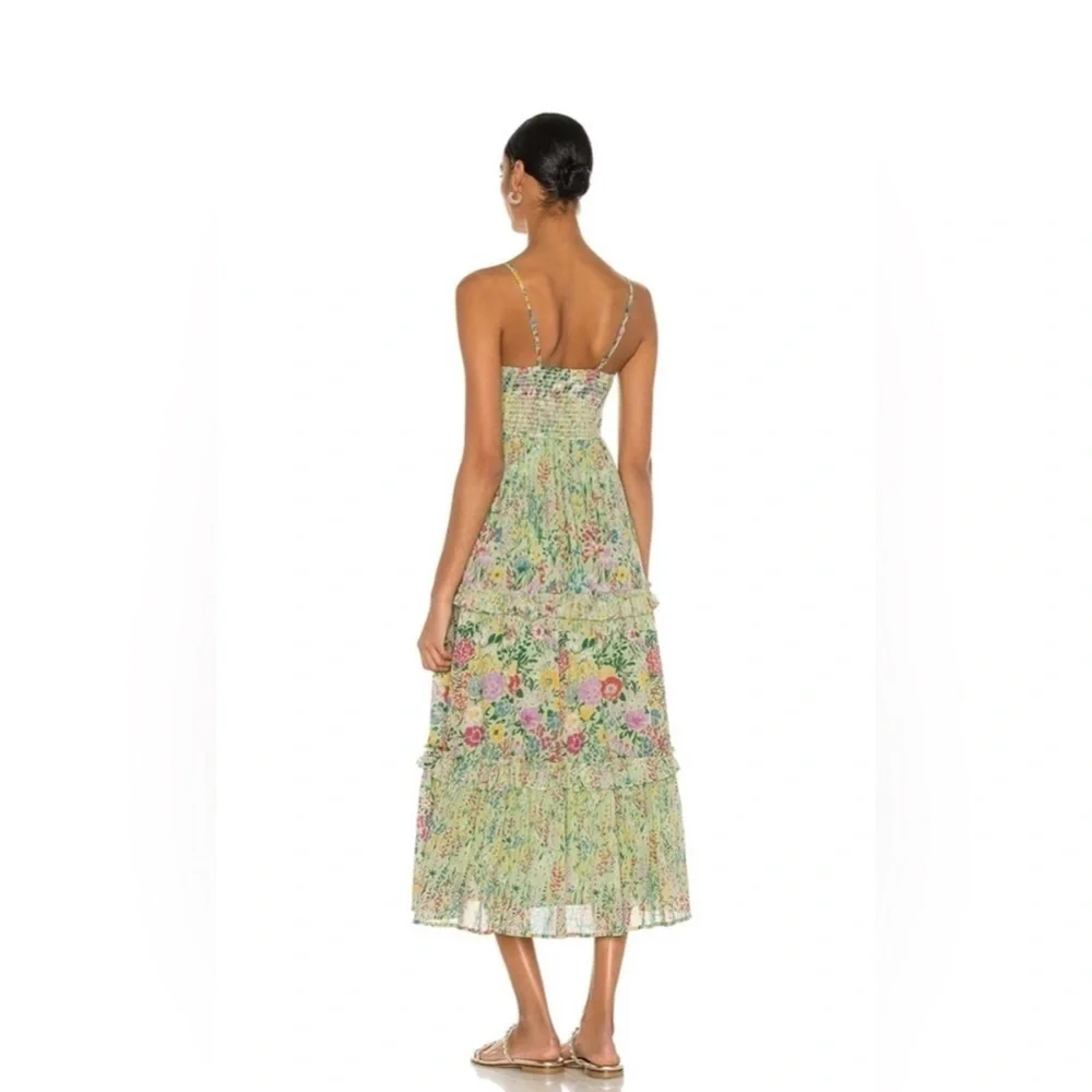 Banjanan Hazel Sleeveless Tiered Maxi Dress in Dawn Chorus Pistachio Green; XS - Picture 7 of 15